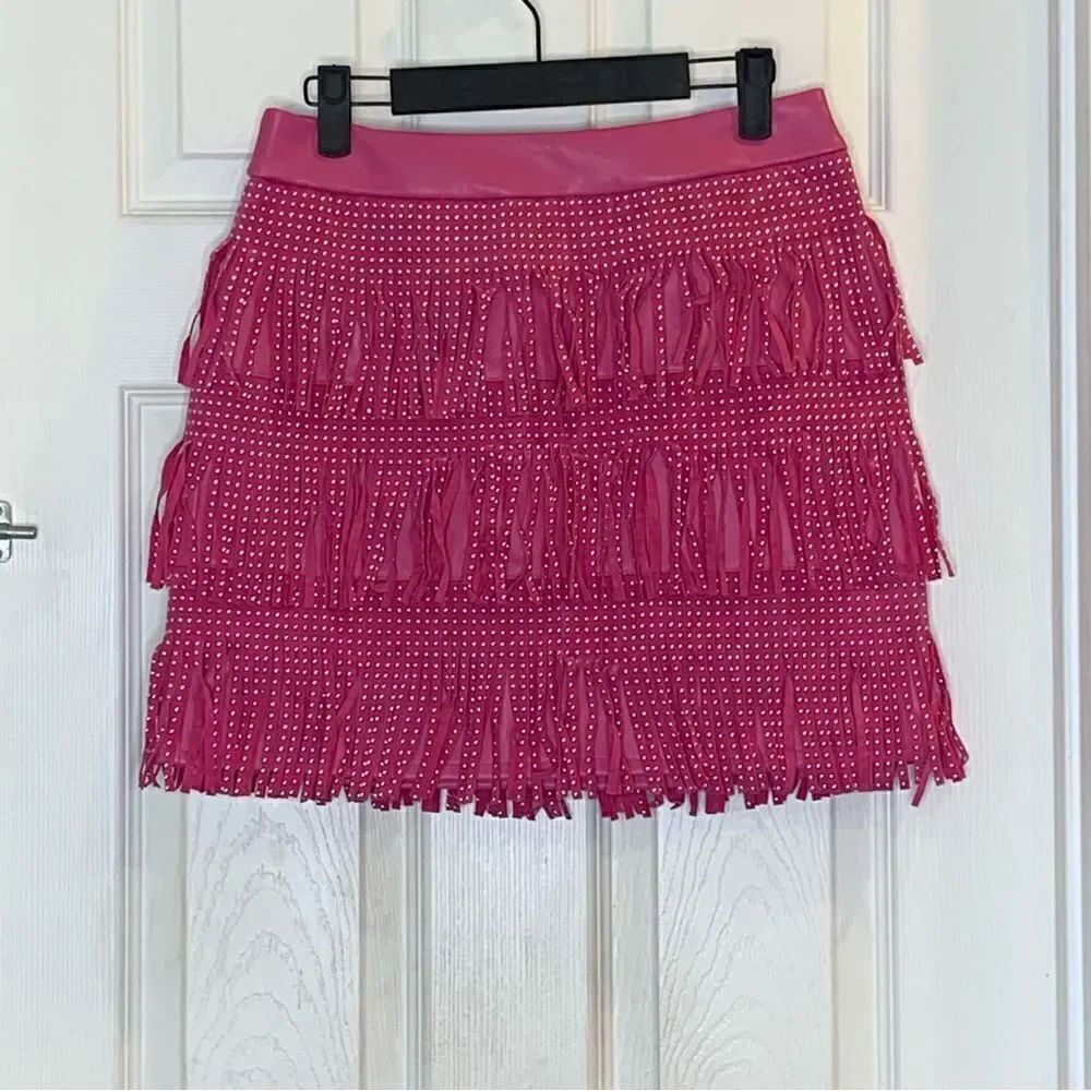 Sincerely Jules Pink Studded Fringe Skirt Size Medium